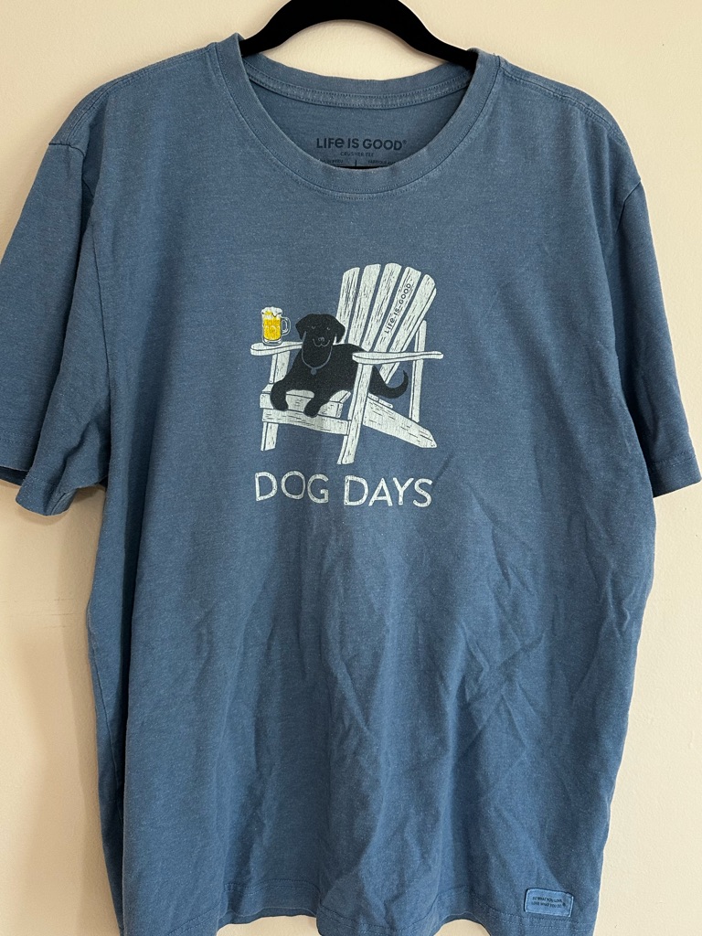 Men’s Life Is Good Crusher Tee Ft. Black Lab & Beer